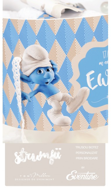 Trusou botez brodat pentru baieti cu strumfii, Clumsy  10